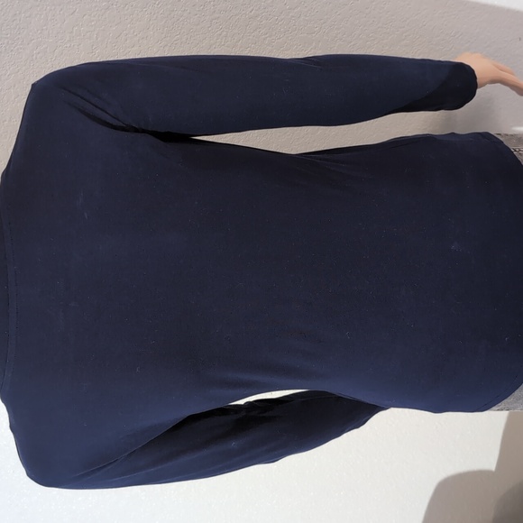Armani Dark Blue Blouse, Size Small, With Orange, White, And Silver Letters - Picture 6 of 10